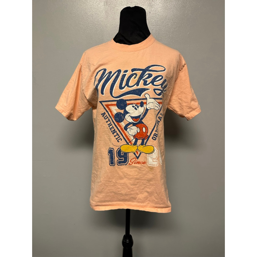 Women's Hanes Mickey Mouse Short Sleeve Tee size medium Orange Blue